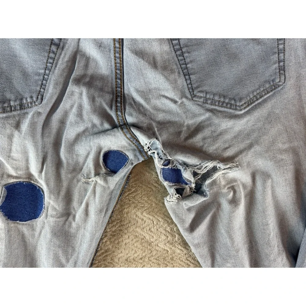 Vintage Levi's 502 Straight Leg Jeans Mens Blue Denim Distressed 36x38 5-Pocket
